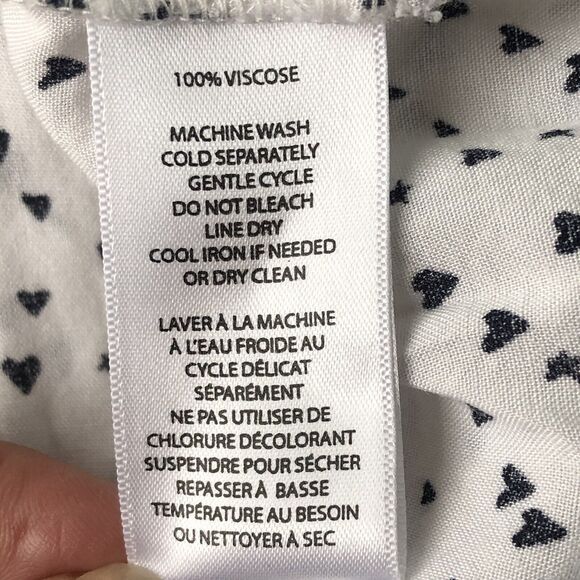 Beach Lunch Lounge White Black Heart Print Sleeveless Button Down Blouse Large - Picture 5 of 11